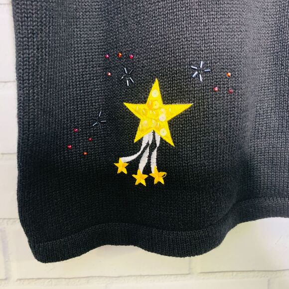 NWT Quacker Factory sweater Christmas angels black embellished size large women - Picture 8 of 14